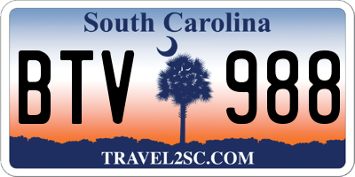 SC license plate BTV988