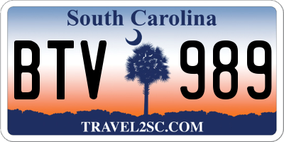 SC license plate BTV989