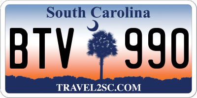 SC license plate BTV990