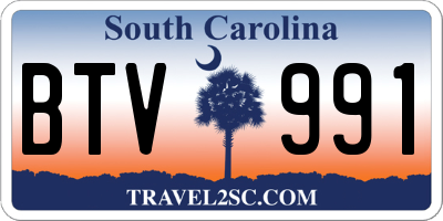 SC license plate BTV991