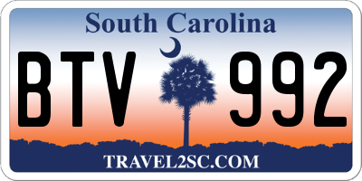 SC license plate BTV992