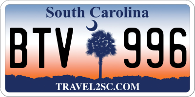 SC license plate BTV996
