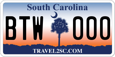 SC license plate BTW000