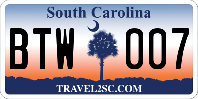 SC license plate BTW007