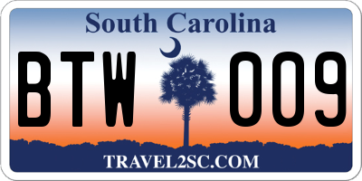 SC license plate BTW009