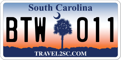 SC license plate BTW011