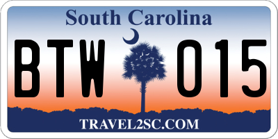 SC license plate BTW015