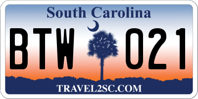 SC license plate BTW021