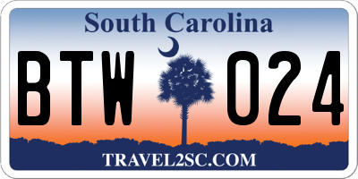 SC license plate BTW024