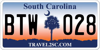 SC license plate BTW028