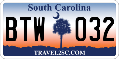 SC license plate BTW032