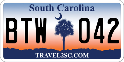 SC license plate BTW042