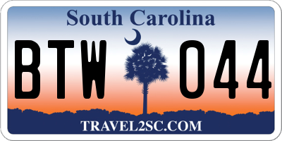 SC license plate BTW044