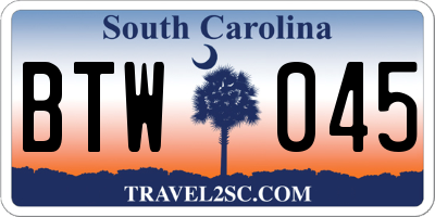 SC license plate BTW045