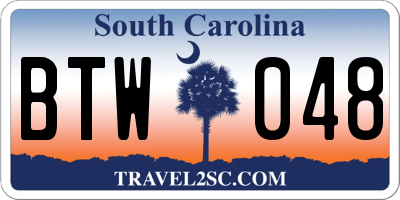 SC license plate BTW048