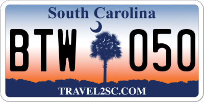 SC license plate BTW050