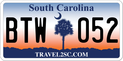 SC license plate BTW052