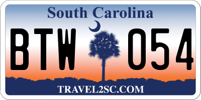 SC license plate BTW054