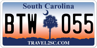 SC license plate BTW055