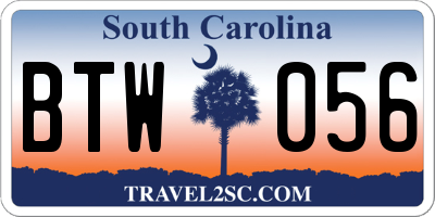 SC license plate BTW056