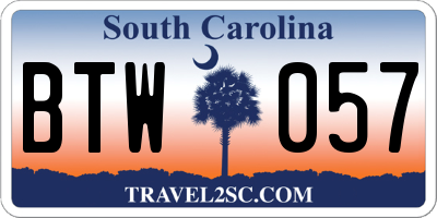 SC license plate BTW057