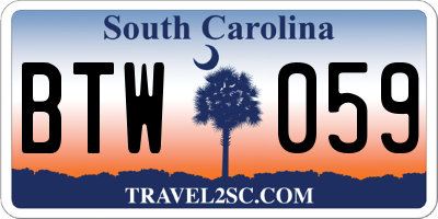 SC license plate BTW059