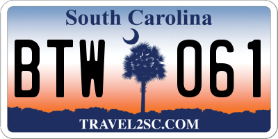 SC license plate BTW061