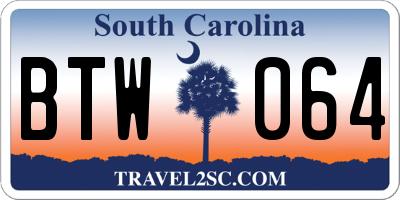 SC license plate BTW064