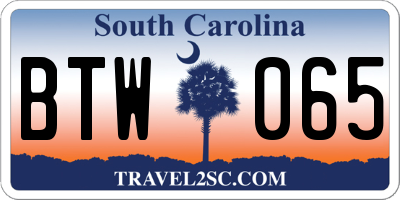 SC license plate BTW065