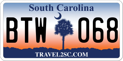 SC license plate BTW068