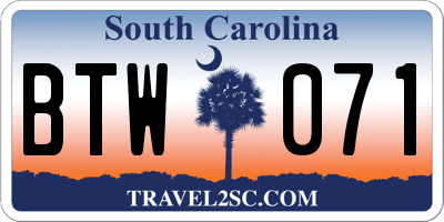 SC license plate BTW071