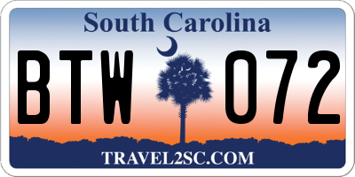 SC license plate BTW072