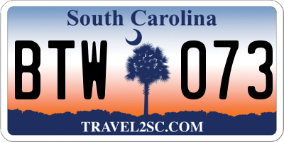 SC license plate BTW073