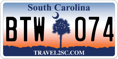 SC license plate BTW074