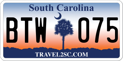 SC license plate BTW075