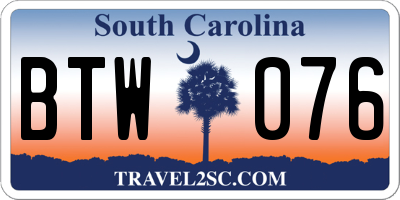 SC license plate BTW076