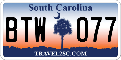 SC license plate BTW077
