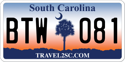 SC license plate BTW081