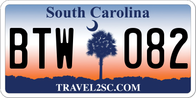 SC license plate BTW082