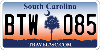 SC license plate BTW085