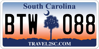 SC license plate BTW088
