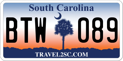 SC license plate BTW089
