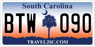 SC license plate BTW090