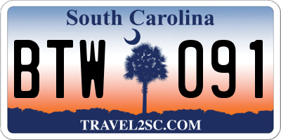 SC license plate BTW091