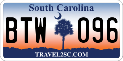 SC license plate BTW096