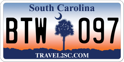 SC license plate BTW097