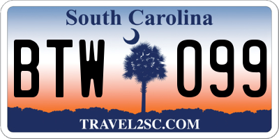 SC license plate BTW099