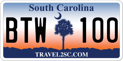 SC license plate BTW100