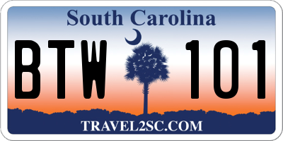 SC license plate BTW101