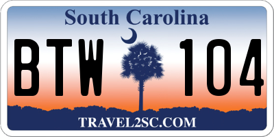 SC license plate BTW104